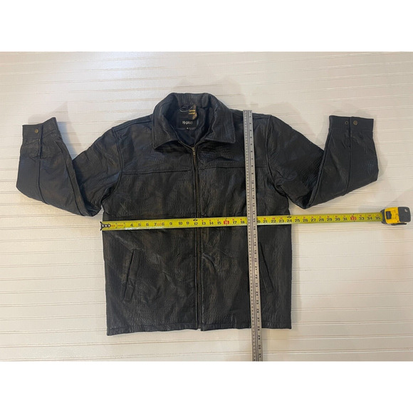 mens PB BASICS BLACK leather crocodile embossed jacket -Xl - Picture 4 of 11